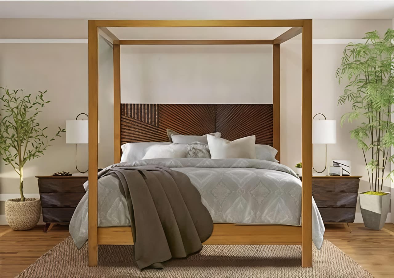 Teak Four-Poster Bed