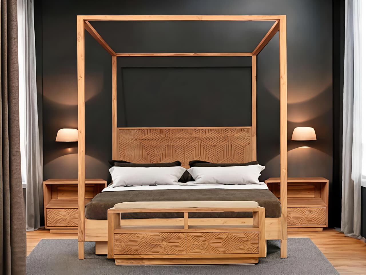 Natural Grain Teak Bed