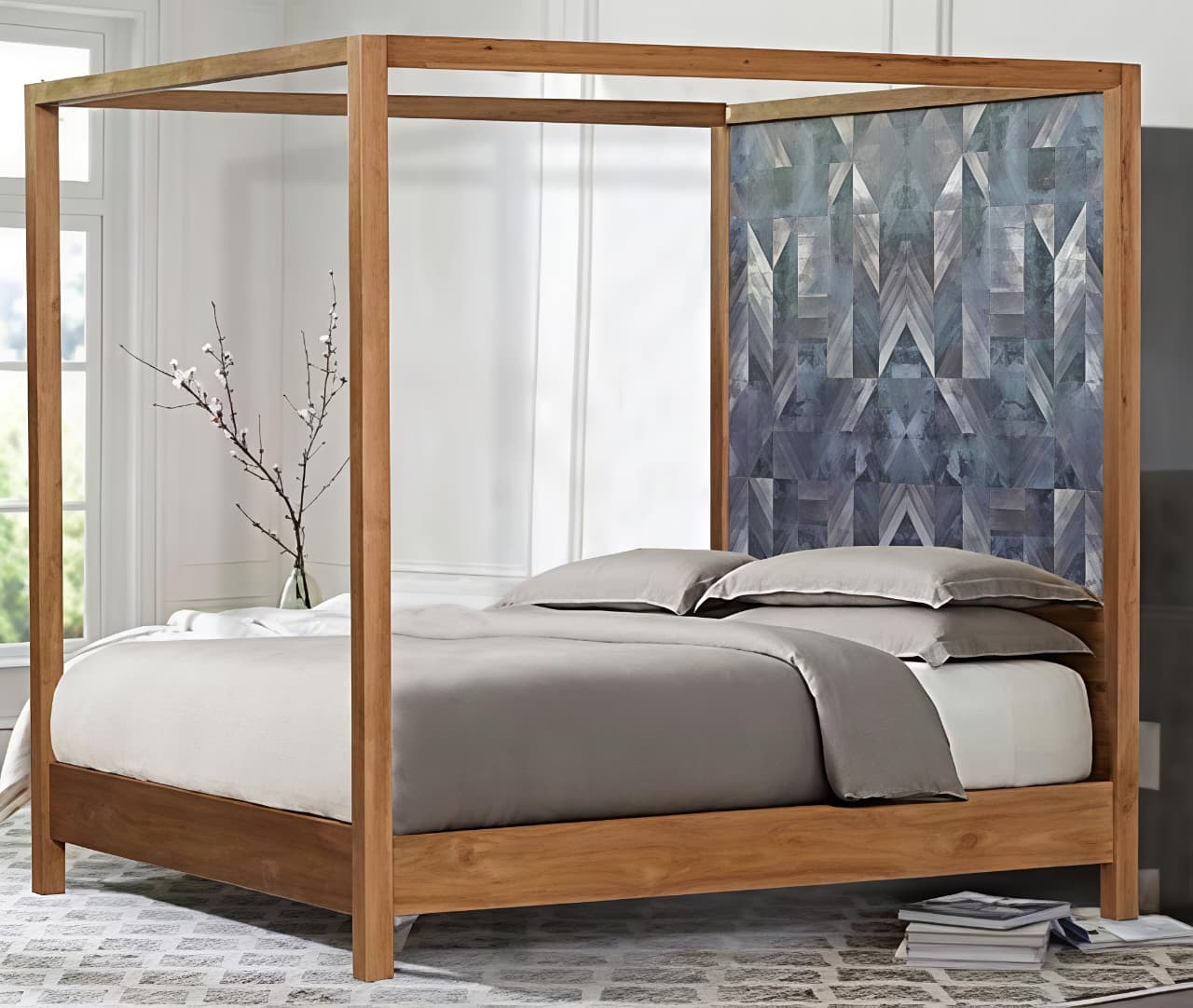 Panelled Headboard Bed