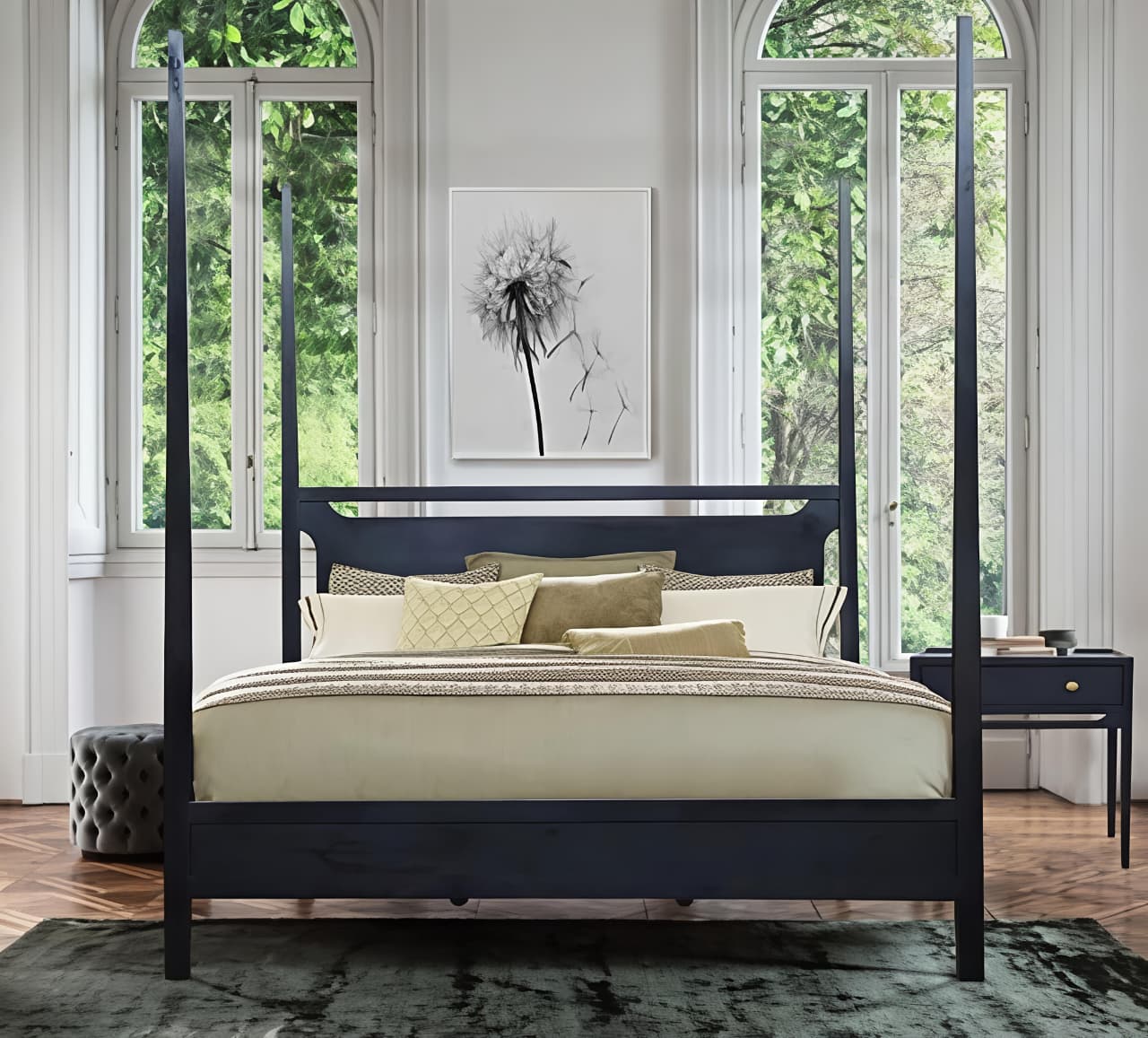 Teak & Rattan Bed