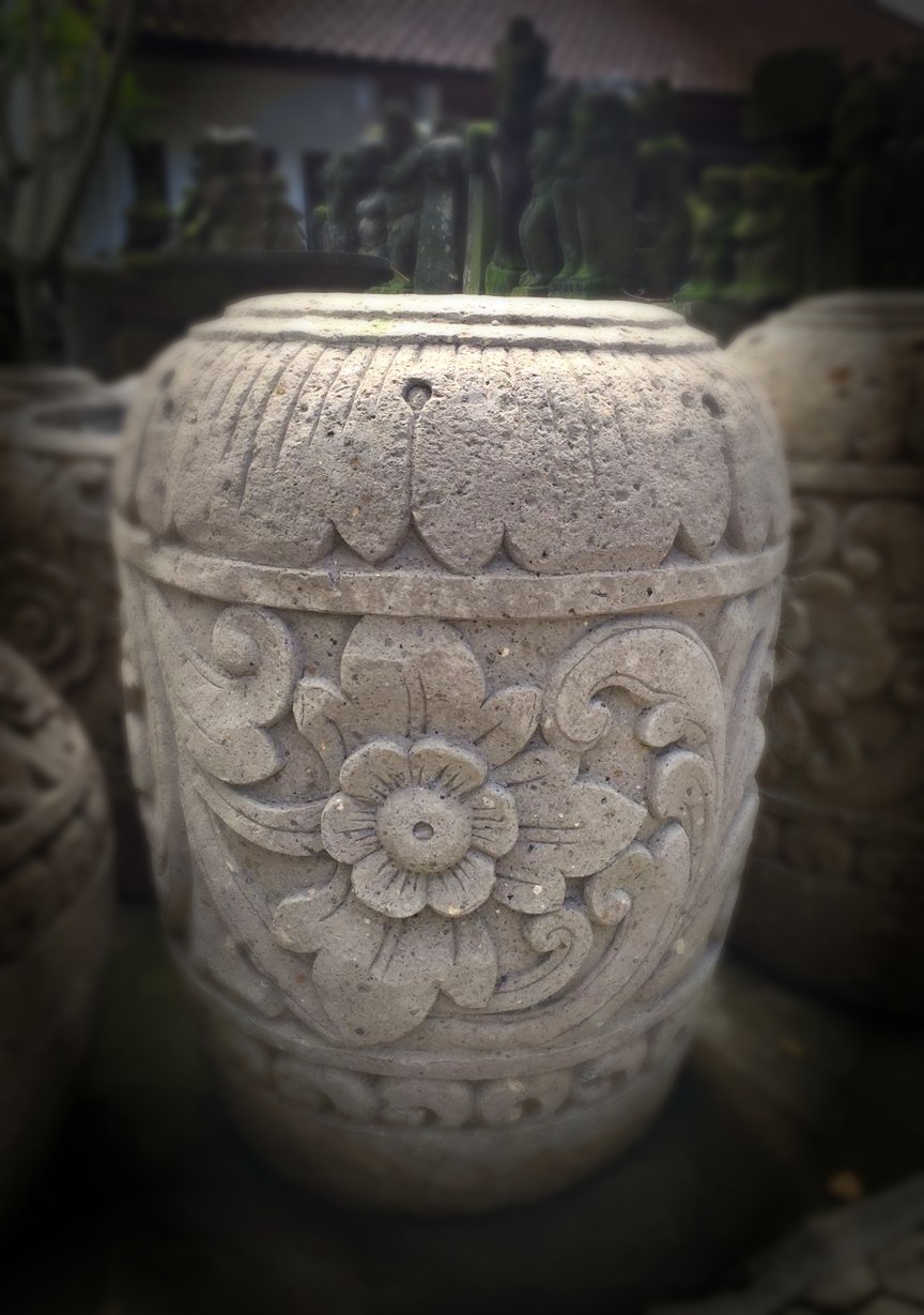 Carved Barrel Pot